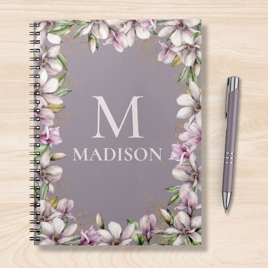 Monogram Monogrammen Magnolia Floral Notitieboek