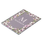 Monogram Monogrammen Magnolia Floral Notitieboek (Linkerzijde)