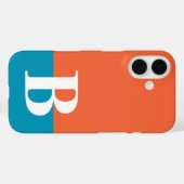 Monogram Monogrammen Simple Modern Oranje Blue Case-Mate iPhone Case (Achterkant (horizontaal))