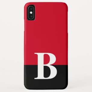 Monogram Monogrammen Simple Modern Red Black iPhone XS Max Hoesje