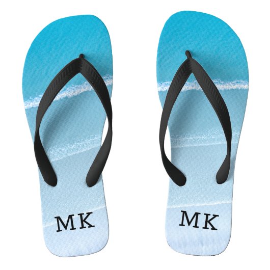 Monogram Monogrammen Waves Tropical Beach Vibes Teenslippers (Voetbed)