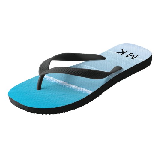 Monogram Monogrammen Waves Tropical Beach Vibes Teenslippers (Schuin)