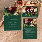 Monogram Moody Bourgondië Emerald groen Bruiloft Uitnodigingen Wikkel