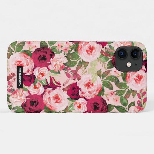 Monogram mooi en stijlvol bloemig Roze Case-Mate iPhone Case (Achterkant (horizontaal))