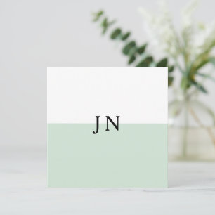 Monogram Mooi Groen Pastel Wit Kleurblok Notitiekaartje