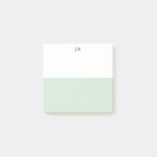 Monogram Mooi Groen Pastel Wit Kleurenblok Post-it® Notes (Voorkant)