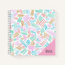 Monogram mooie abstracte Cute lijnen blauw Roze  Notitieboek