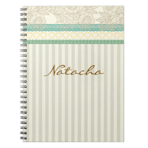 Monogram mooie pastel kant met strepen collage notitieboek