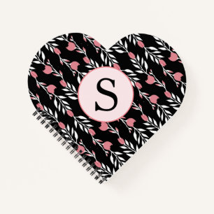 Monogram Mooie Roze Rozen Notitieboek