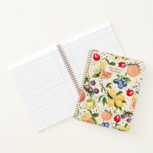 Monogram mooie vrouwelijke vruchten Classy beige Notitieboek