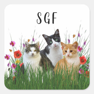 Monogram Moppige Katten Sticker