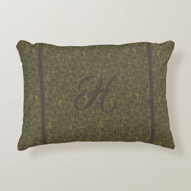 Monogram Mos Groen en Bruin Scharnierend Ijzer Accent Kussen (Voorkant)