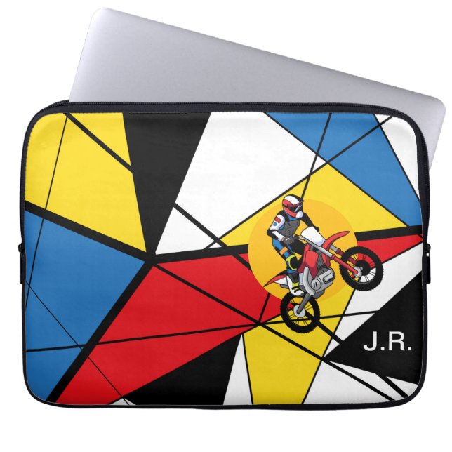 Monogram Motorfiets Abstract Laptop Sleeve (Voorkant)