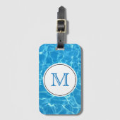 Monogram mousserend blauw zwemwater bagagelabel (Voorkant (verticaal))