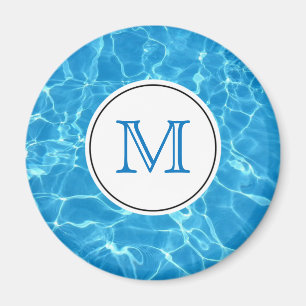 Monogram mousserend blauw zwemwater magneet