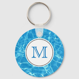 Monogram mousserend blauw zwemwater sleutelhanger