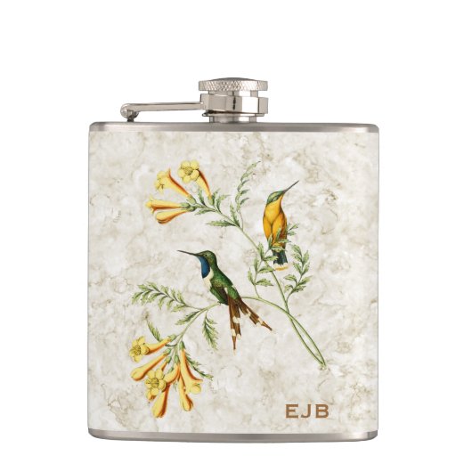 Monogram mousserende kolibrie heupfles (Voorkant)