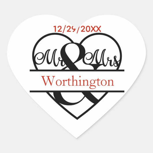 Monogram Mr. en Mrs Wedding Favor Stickers (Voorkant)