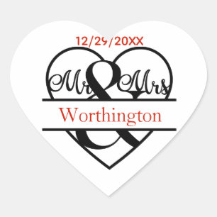 Monogram Mr. en Mrs Wedding Favor Stickers