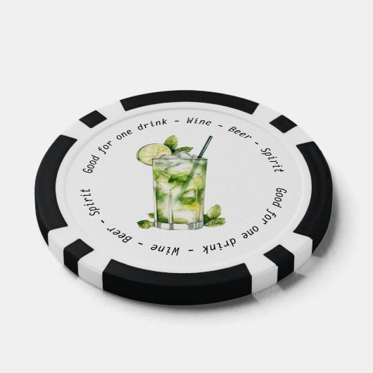 Monogram Mr. Mrs. Mojito Drink Voucher Trouwen Poker Chips (Enkel)