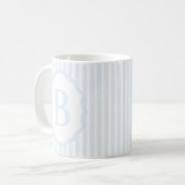 Monogram Mug Letter B, Blue Striped Koffiemok (Voorkant links)