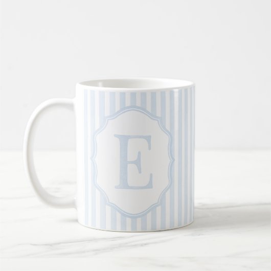 Monogram Mug Letter E, Blue Striped (Gauche)