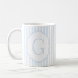 Monogram Mug Letter G, Blue Striped