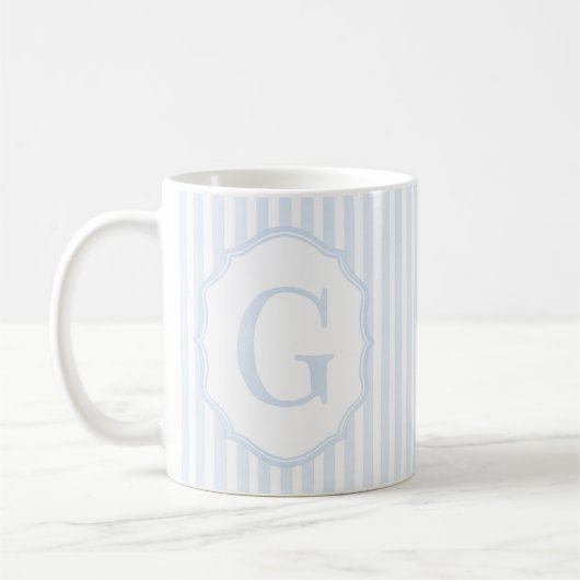 Monogram Mug Letter G, Blue Striped (Gauche)