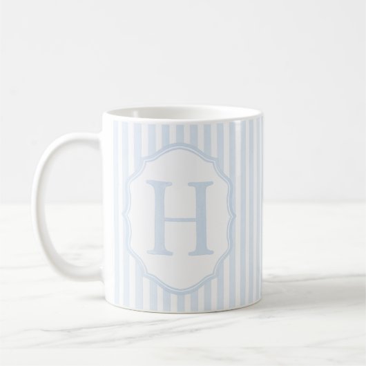 Monogram Mug Letter H, Blue Striped (Gauche)