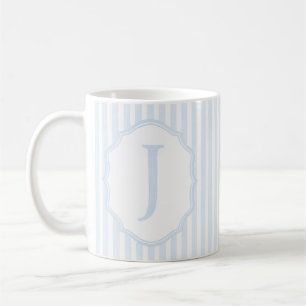 Monogram Mug Letter J, Blue Striped