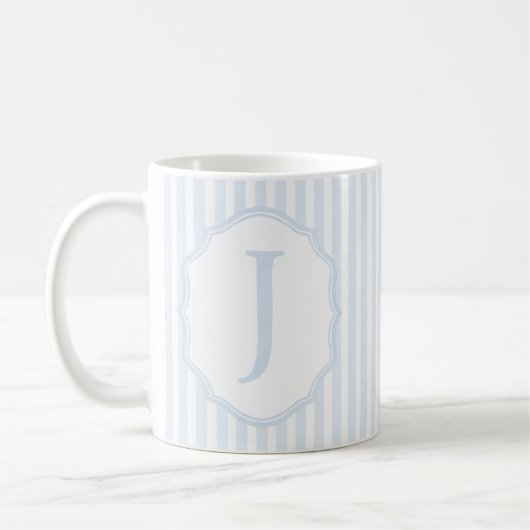 Monogram Mug Letter J, Blue Striped (Gauche)