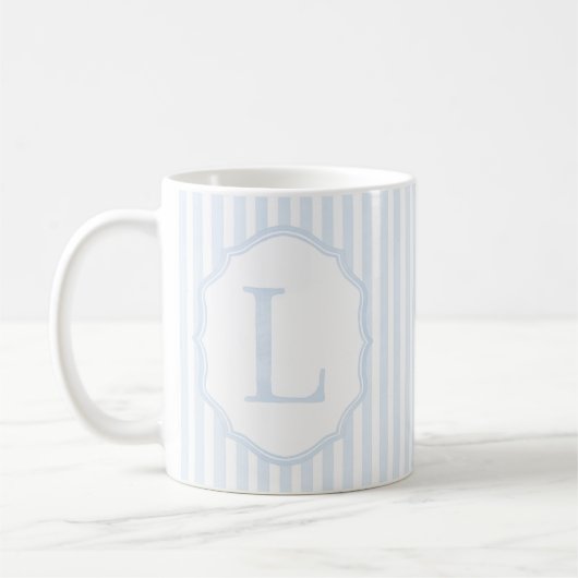 Monogram Mug Letter L, Blue Striped (Gauche)