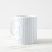 Monogram Mug Letter M, Blue Striped (Devant gauche)