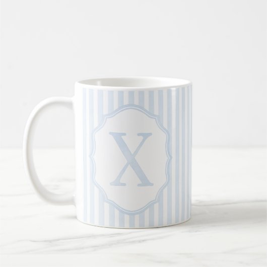 Monogram Mug Letter X, Blue Striped (Gauche)