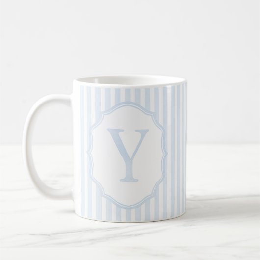 Monogram Mug Letter Y, Blue Striped (Gauche)