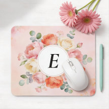 Monogram Muismat met Waterverf Pioenrozen