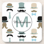 Monogram Mustache en Pet Patroon Bier Onderzetter (Voorkant)