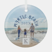Monogram Myrtle Beach Change in Any Beach Souvenir Glas Ornament (Voorkant)