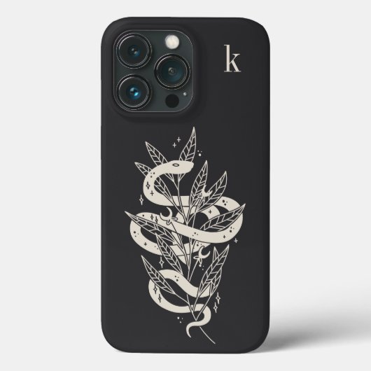 Monogram Mystical Botanical Snake Illustration Case-Mate iPhone Case (Achterkant)