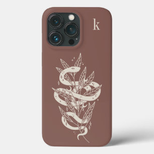 Monogram Mystical Botanical Snake Illustration iPhone 13 Pro Hoesje