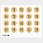 Monogram N bloemenontwerp AI-gegenereerd Ronde Sticker (Vel)