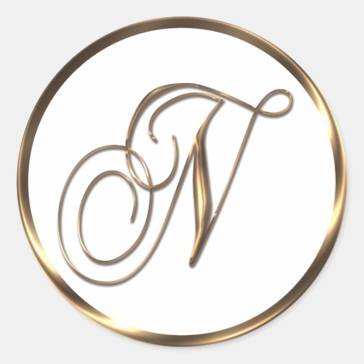 Monogram N Faux Bronze Ronde Sticker (Voorkant)