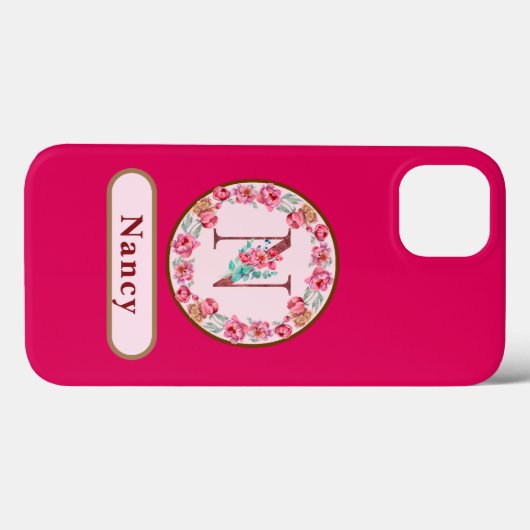 Monogram N Floral Case-Mate iPhone Case (Achterkant (horizontaal))