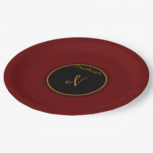 Monogram "N" goudkleurig script Papieren Bordje (Gekanteld)