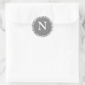 Monogram N Grijze Grijze Aangepaste Weddenschap Mo Ronde Sticker (Tas)