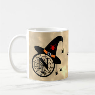 Monogram N Halloween Sky Witch Spiders Naam Koffiemok