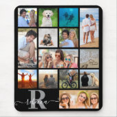 Monogram naam 14 Aangepaste kleuren voor fotoColla Muismat (Voorkant)