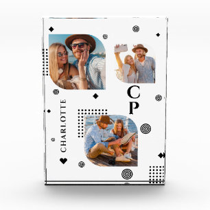 Monogram Naam 3 Foto Collage Trendy Foto Blokken