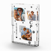 Monogram Naam 3 Foto Collage Trendy Foto Blokken (Rechts)