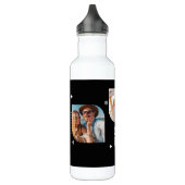 Monogram Naam 3 Foto Collage Trendy Modern Waterfles (Links)